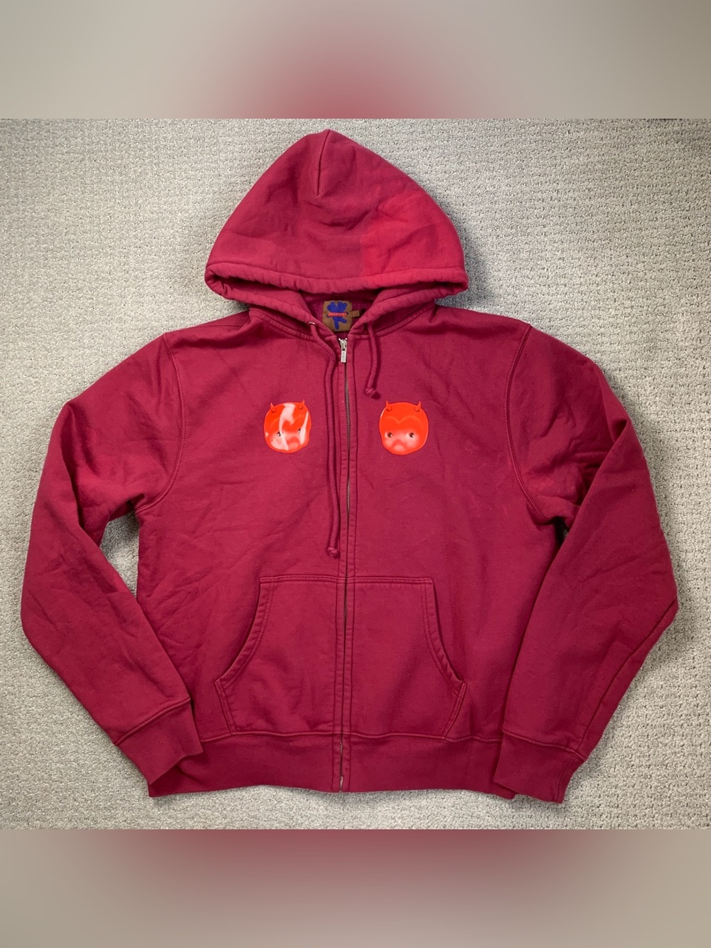 Heaven by Marc Jacobs Double Devil Red Full Zip Up Hoodie Sweatshirt sz XXL FLAW